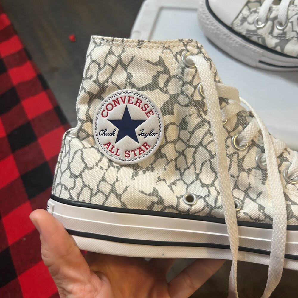 White and Grey Converse Chuck Taylor All Star High Tops - Picture 3 of 8